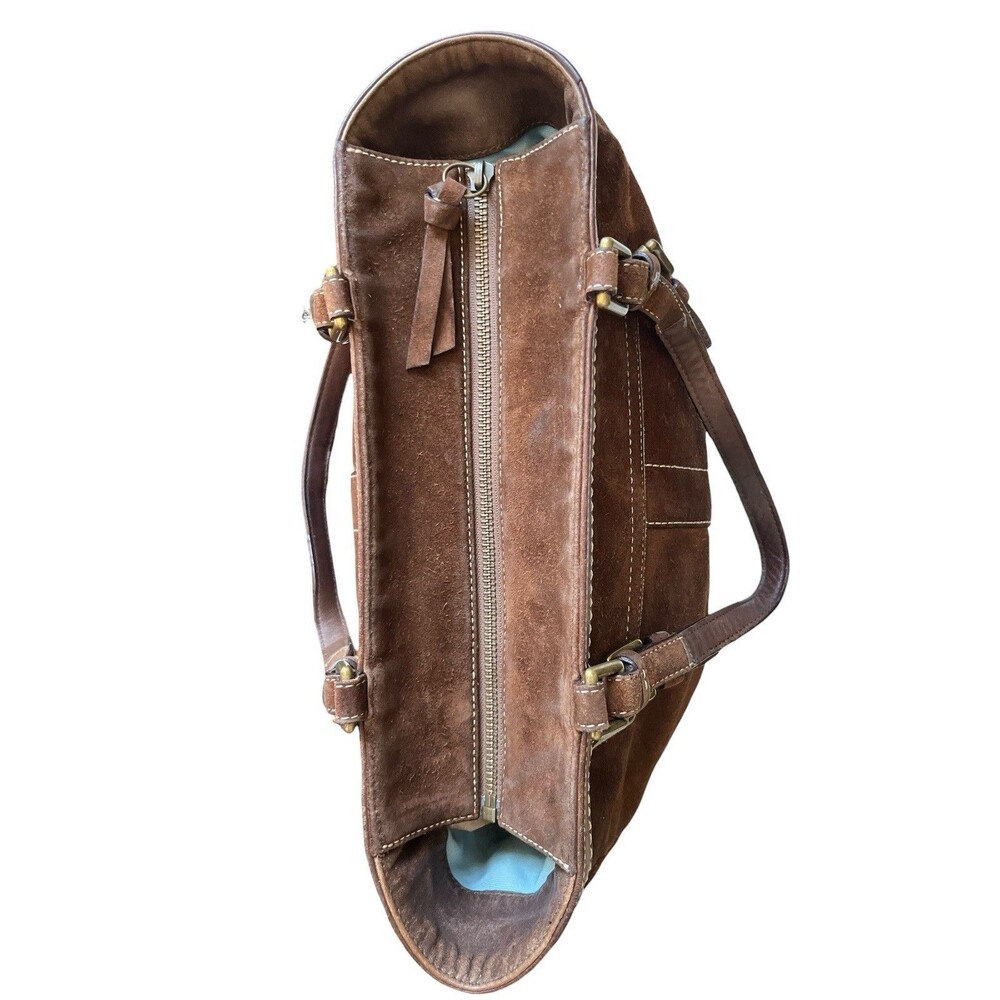 Coach Vintage Hampton Gallery Brown Suede Purse Shoulder Bag Tote 8B03 READ - Picture 5 of 16